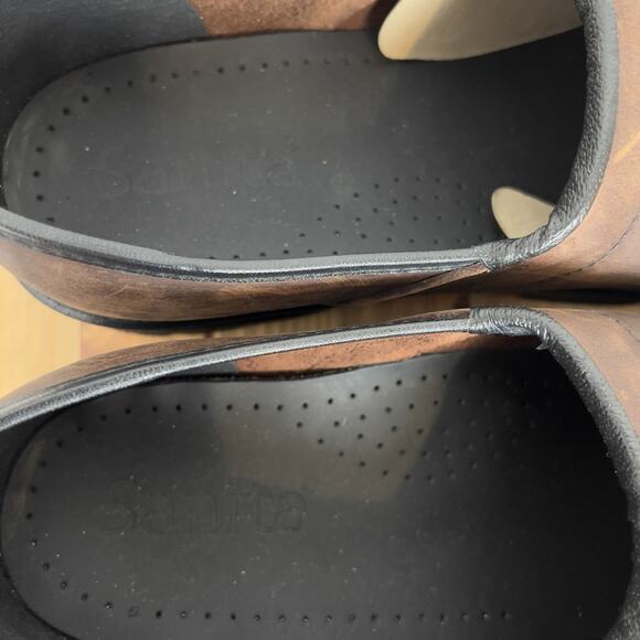 NWOB - SANITA DALTON Antiqued Brown OIL RUBBED LEATHER WORK Clogs Shoes EU 44 - Picture 10 of 10